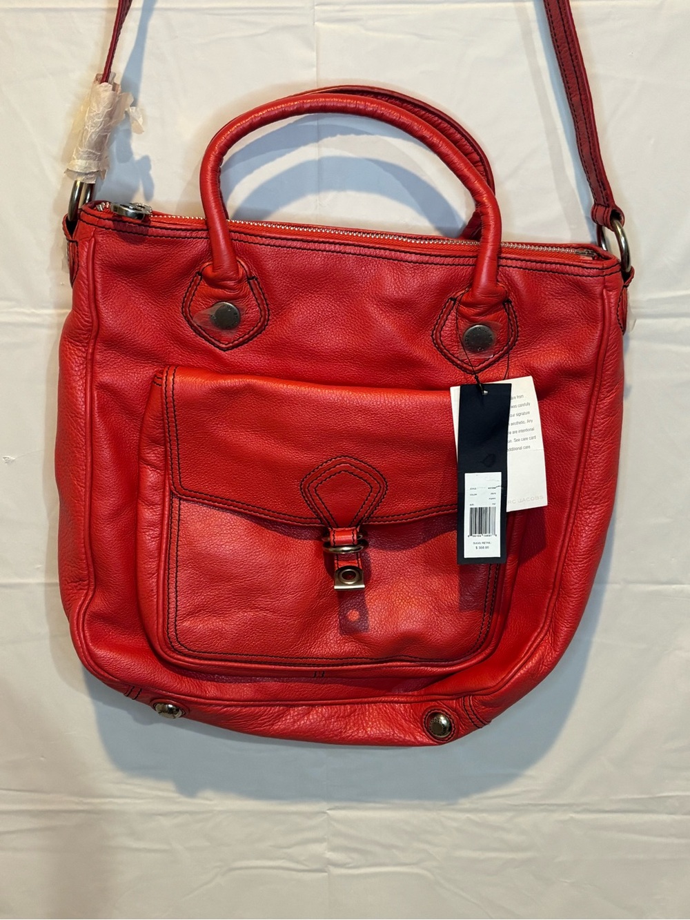 NWT Marc Jacobs Too Hot to Handle Leather Satchel Crossbody Bag Poppy Red